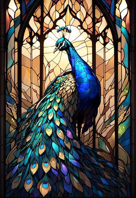 Stained Glass Peacock The light in the background