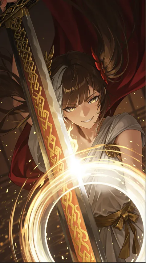 style of [arknights|(748cmstyle:0.88)], god rays, cinematic shot, masterpiece, best quality, amazing quality, very aesthetic, high resolution, ultra-detailed, absurdres, (hands:-0.15), (1girl, mature woman, female:0.95), solo, alone,(dynamic pose, upper bo...