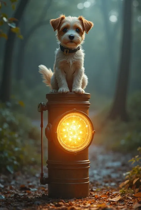 Make a dog on top of a flashlight