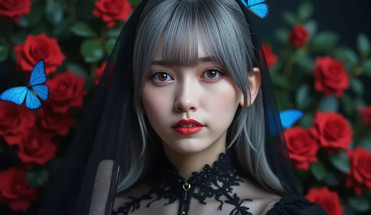 Sexy gothic tagirl, (masterpiece, Cinematic Lights, ultra high resolution, correct, Super Detailed, high detail, High Quality, Award winning, Highest品質, Highest, 16 kg, Super Detailedな顔, Super Detailedな目, Super Detailedな唇, Ultra Detailed Hair, Realistic Te...