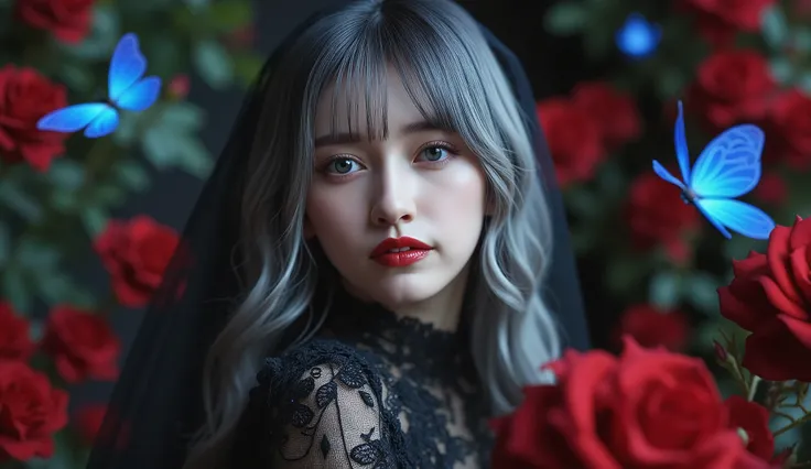 Sexy gothic tagirl, (masterpiece, Cinematic Lights, ultra high resolution, correct, Super Detailed, high detail, High Quality, Award winning, Highest品質, Highest, 16 kg, Super Detailedな顔, Super Detailedな目, Super Detailedな唇, Ultra Detailed Hair, Realistic Te...