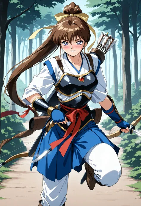 score_9, score_8_up, score_7_up,1990s \(style\),anime coloring,ultra-detailed,official art,best quality,good quality,,valkyrie,miko,BREAK,1girl, solo,Amatsu_Ai, brown hair, ponytail, very long hair, ribbon, hair ribbon, hair bow, breasts, blue eyes, bangs,...