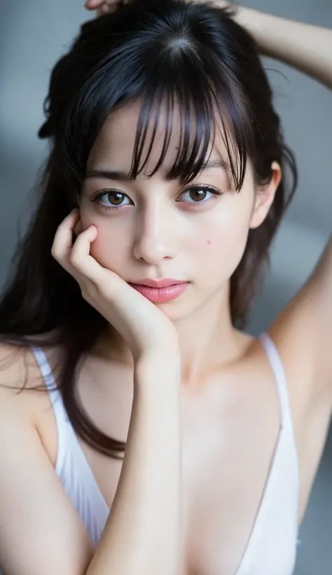 (  1 woman),  Beauty,  Beautiful face,,  Highest Quality 、8k、 masterpiece、   ultra high resolution 、Clear Photo、   author：mr. nomi photos、   author：mr. nomi、   details、Highly Intensive  、   professional lighting 、  Beauty、、  VERY SHORT HAIR 、     Character...