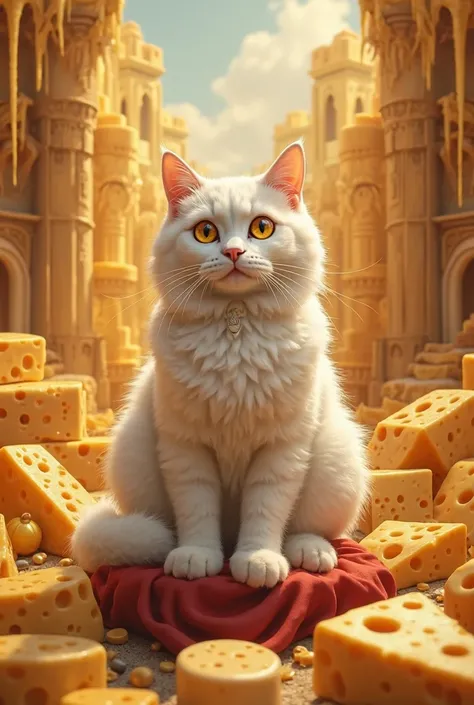 White cat rules cheese