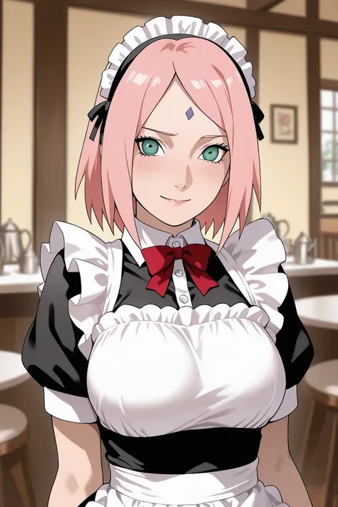 haruno sakura, naruto, maid costume, Maid Cafe
