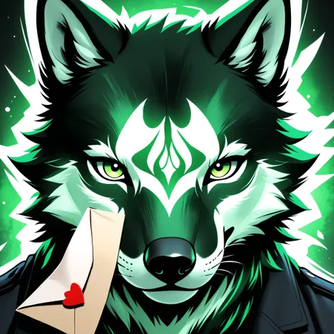abstract image of wolf logo and letter V then black mixed with dark green