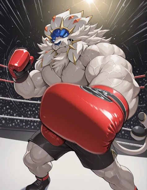high quality, b0xingp0v, mercilessly punching_the_viewer, foreshortening, motion blur, red boxing gloves, black boxing shorts, depth of field, extreme perspective, extreme closeup, closeup, action shot, boxing, dynamic punching pose, motion lines, impact l...