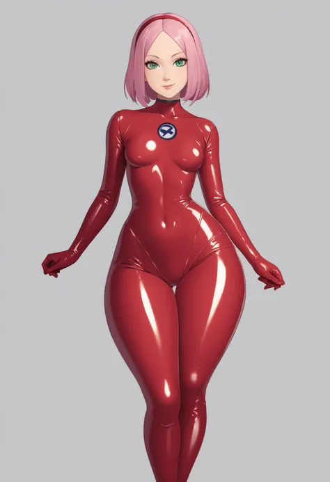Sakura Haruno. small breasts, huge hips, pink hair, medium hair, light green eyes, thin lips, very fair skin, big forehead. |Score_9, Score_8_up, Score_7_up, Score_6_up, Score_5_up, Score_4_up, Source_anime, Tag1, Tag2, Quality_masterpiece, Anatomically co...