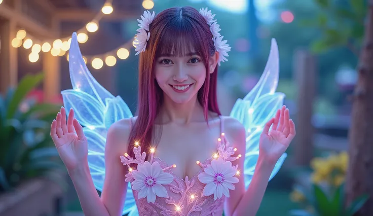 ((masterpiece, High Qualityสุด, Highest image quality, high resolution, Raw Image, 8k)), ((วอลเปเปอร์ CG รวม 8k ที่มีhigh detailมาก)), with fair skin with reddish-purple hair, bewitching smile, A set of clothes: Disclosure, เปิดเผยchestของเธอ, A set of clo...