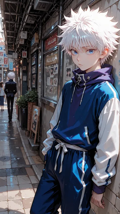 Although the picture depicts a young man with the spiky white hair and bright blue eyes that are associated with both Satoru Gozo from Jujutsu Kaisen and Killua Zoldyke from Hunter x Hunter, the picture itself clearly depicts Killua Zoldyke, with his disti...