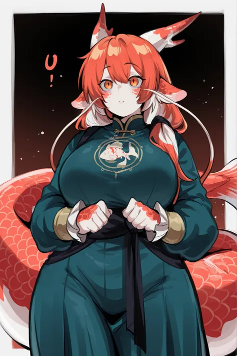 score_9. score_8_up. score_7_up. score_6_up. , score_5_up. score_4_up, BREAK, best quality, masterpiece, hyperdetailed, 8k, hd, absurdres, perfect, very aesthetic, absurdres, newest, kurenaiz, victorian era, solo, 1girl, girl focus, adult, koi fish pattern...