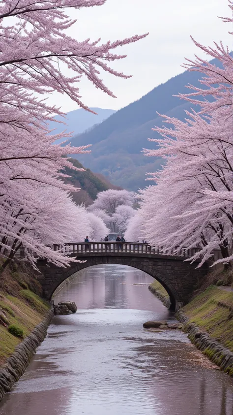 high definition picture、Arashiyama in spring、The season when cherry blossoms are in full bloom、There are no cars or people at Togetsu Bridge、Scenery seen from the pier at the end of the Oi River、Togetsu Bridge seen diagonally in front from the north side