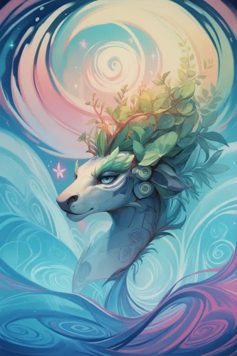 Wallpaper, psychedelic art, hand drawn, futuristic yet full of nature, A scenic illustration of galaxy in the form of the headbud of a mighty marihuana plant. 