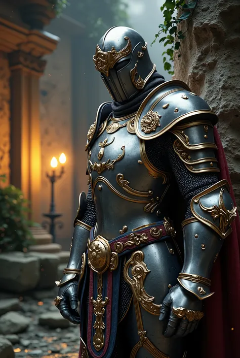 a highly detailed photograph of a knight wearing intricate armor, he is in a hidden ruined temple, Dynamic Pose, 8k, ultra-detailed, photorealistic, studio lighting, physically-based rendering, extreme detail, professional, vivid colors, dramatic lighting,...