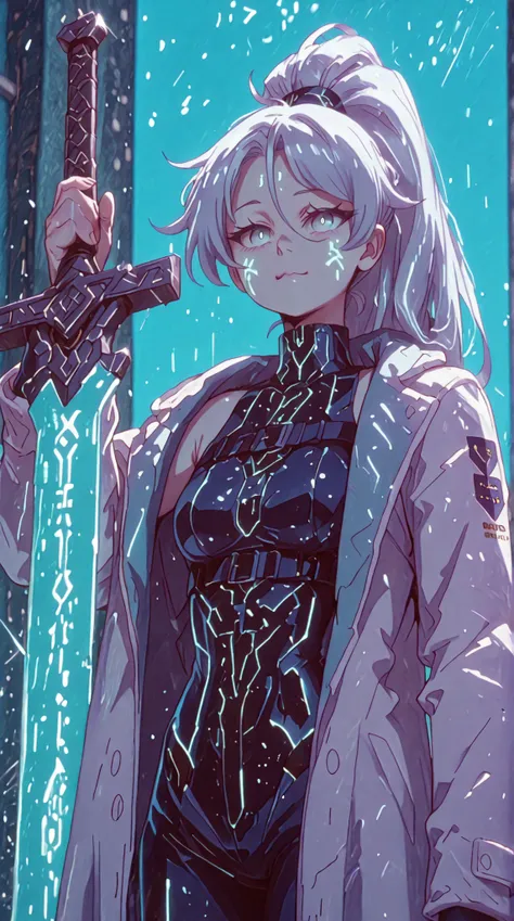A young male character, with the height and body type of Lloyd de Saloum from Dainanaoji. He has long white hair tied in a high ponytail and the exact facial features of Sylpha Langlis from Tensei Shitara Dai Nana Ōji, but with bright blue eyes and a provo...