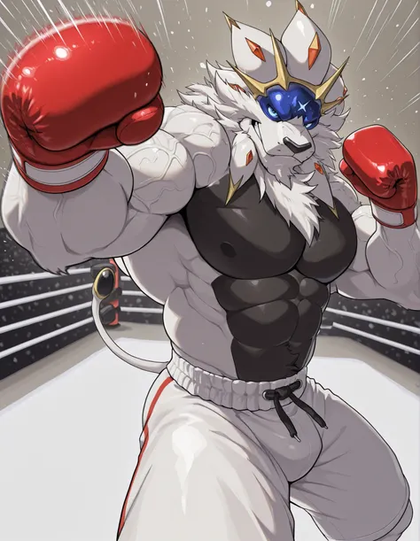 high quality, b0xingp0v, mercilessly punching_the_viewer, foreshortening, motion blur, red boxing gloves, white boxing shorts, depth of field, extreme perspective, extreme closeup, closeup, action shot, boxing, dynamic punching pose, motion lines, impact l...
