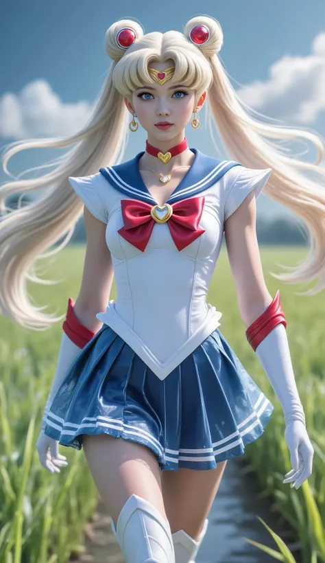 Masterpiece, 8K, Best Quality, Intricate Details, Ultra Details, Ultra High Resolution, ((Natural Make-up: 0.4)), ((Fluffy Blue Eyes: 1.21)), full-body portrait, ((Long Distance Camera)), ((Muscle: 1.1)), ((Morning: 1.3)), ((Woman: 1.2)), Standing, HDR, Ul...