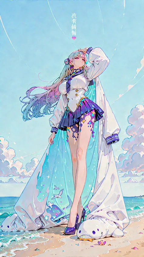Extremely Distorted Whale Girl,It features a thin and enchanting Icelandic face with attention to detail,Very Quiet Eyes,(tall),(166cm:1.1),BREAK (Bon Kyubbon),(Extremely Large Underbreasts:1.2),Very Heavy and Pretty Body,(Excellent Style),Whale Tail,Tide Blows from My Head,(Thick Toes and Soles:0.9),BREAK Ultra Gloss Skin,men,部分別で青とwhiteの肌,(sky blue,white,multicolor,girl with gradient color hair),princess cut,Wavy Long Hair,Curl ends,BREAK (Exquisite and Detailed Sailor Suit, Spectacular Absard Dress with Wind Waves, with Hair and Beard),(Cloud costume that changes shape for every particular joint in the body),BREAK (詳細なsky blueとwhiteのカラフルオーシャン雲型ロングスカート:1.15),(Cute Sailor Accessory),(Princess Pointed Toe Pumps with Unique Shapes),Cloud Earrings,Pastel Blue Scarf-Shaped Ribbons,BREAK Lady Makeup,(Very Quiet Clear Seaside Coastal Background:1.3),(Surf riding pose),random angle,Rimlight,(dynamic shadow:0.8),BREAK Miraculous Masterpiece,ultra quality,Ultra High Definition
