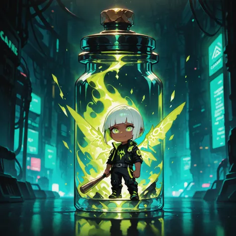 (masterpiece, high quality), chibi, solo, 1 boy, close-up, cinematic lighting, Magical, fantasy, dramatic, dangerous vibe, mysterious aura,
male fairy, inside a transparent glass bottle with a cork lid, glowing liquid inside, large and sharp dragonfly wing...