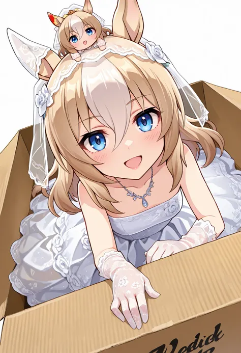 (((chibi))), (masterpiece, best quality, perfect face:1.4), wide angle, durandal \(umamusume\), horse ears, hair ornament, single ear cover, horse tail, tail on the lower back, proportional body, proportional, beautiful hair, beautiful face, beautiful deta...