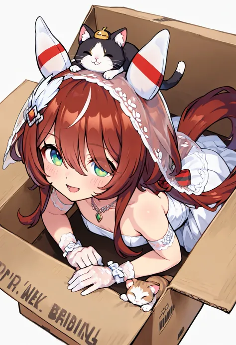 (((chibi))), (masterpiece, best quality, perfect face:1.4), wide angle, win variation \(umamusume\), 1girl, feather hair ornament, two-tone ear covers, horse ears, horse tail, tail on the lower back, proportional body, proportional, beautiful hair, beautif...