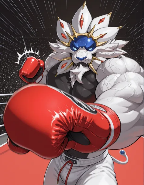 high quality, b0xingp0v, mercilessly punching_the_viewer, foreshortening, motion blur, red boxing gloves, white boxing shorts with red side lines, depth of field, extreme perspective, extreme closeup, closeup, action shot, boxing, dynamic punching pose, mo...