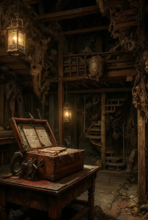 On a moldy table stands a battered wooden box filled with mysterious recipes that describe the rituals of harvesting forbidden fruit in the garden. Under the silent supervision of skeletal trees in a haunted garden, a dilapidated barn dangerously looms ove...