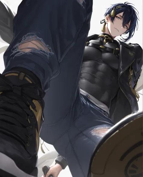 (masterpiece:1.2), (best quality:1.2), (very aesthetic:1.2), ,(newest),(highly detailed),(dynamic lighting),(cinematic lighting),1 man, adult, ,mikazuki munechika, touken ranbu, solo, blue hair, blue yellow eyes, handsome, sexy man, sensual,
,solo, cool_ma...