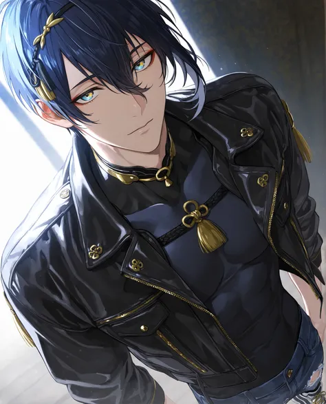 (masterpiece:1.2), (best quality:1.2), (very aesthetic:1.2), ,(newest),(highly detailed),(dynamic lighting),(cinematic lighting),1 man, adult, ,mikazuki munechika, touken ranbu, solo, blue hair, blue yellow eyes, handsome, sexy man, sensual,
,solo, cool_ma...