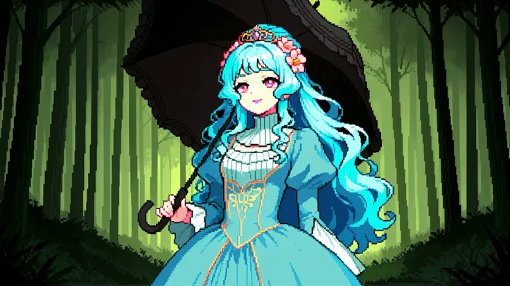 score_9, score_8_up, score_7_up, source_anime, 1girl, solo, pixel art, aphrodite, ghost girl BREAK
Small breasts, light blue hair, long hair, wavy hair, hair flower, pink eyes BREAK
Victorian_dress, blue dress BREAK
Looking away, beautiful face, smile...