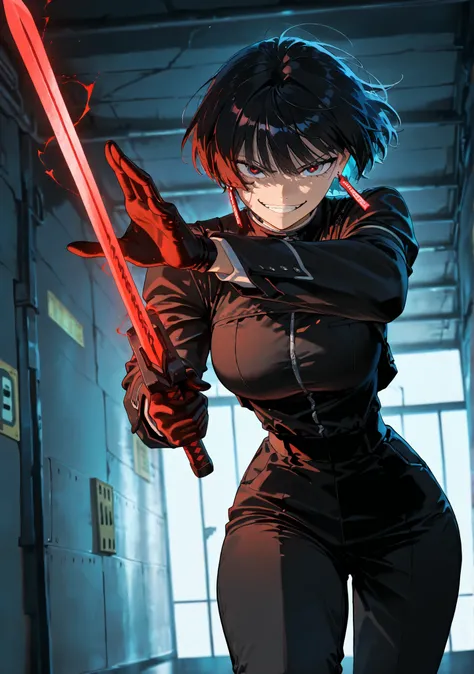 (anime coloring),(anime style),(masterpiece:1.2), (best quality:1.2), (very aesthetic:1.2), (absurdres:1.2), (detailed background:1.2),(newest),(highly detailed),(dynamic lighting), kagari hiyuki (kagurabachi),1girl, kagari hiyuki, black hair, short hair, ...
