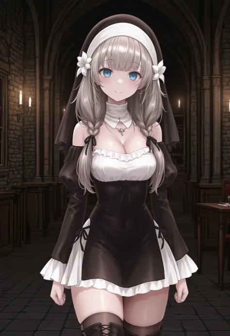 masterpiece, highres, absurdres, amazing quality, best quality, detailed background, 8k, uncensored, anime screencap, anime coloring, metal collar, messy hair, style - sinistar
 
1girl, solo, shiny skin, upper body, looking at viewer, smile, indoors, empty...