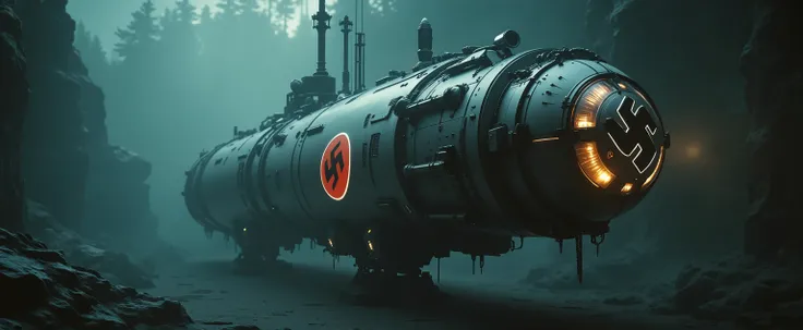 A nazi submersible device that changes into a robot on land and also works as a time traveling device where you can only see the past and can interact with and see the future. A large technological wonder capable of holding 25 =30 people. This was the only...