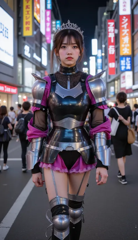 ultra-realistic, photorealistic, dramatic scene, shadow, global-illumination, 1 girl\(famous Japanese idol girl cosplaying as a strong iron armor knight, form fitting HFPA, form fitting Historical Full Plate Armor, no helmet, tight fitting Medieval knight'...