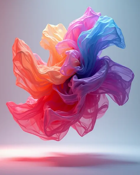 Dynamic Flowing Multicolored Silk Fabric Abstract Art