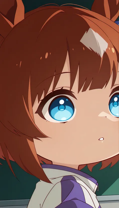 score_9, score_8_ up, score_7_ up, score_6_ up, Anime，( chibi:1.4)，masterpiece, Highest Quality, Intricate Details, Oglicaps \(Uma Musume in Uniform\),solo,stares at viewers，Horse Ears，parted lips，portrait，white jacket，stupid hair，From the side，  bright ey...