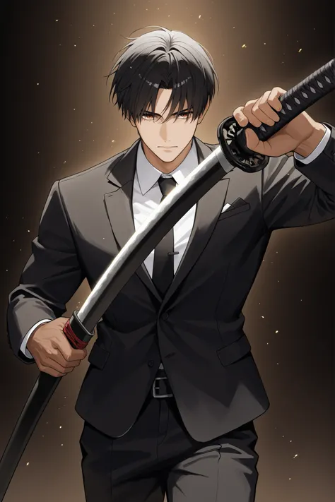 Suit、dark-haired man、Japanese sword、Iai、Draw your sword、is cool