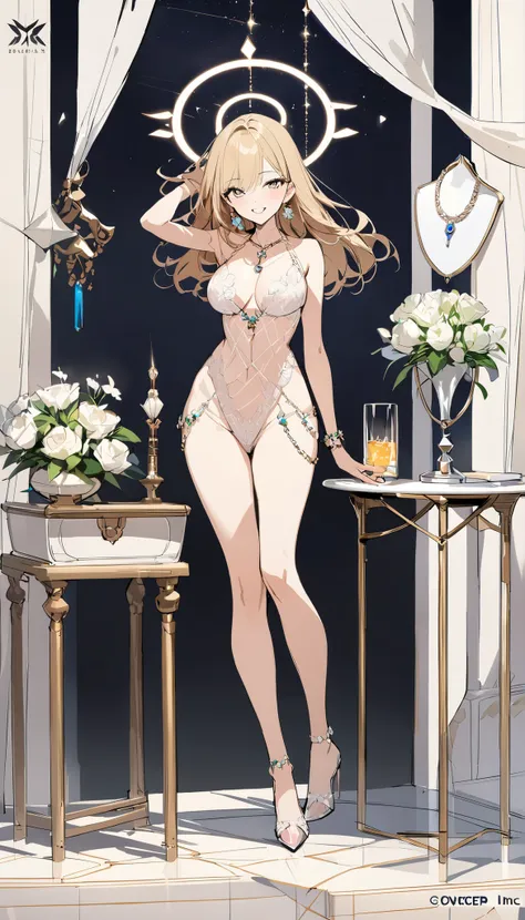 Reference Table,  Concept Figure , character design，girl，beautiful dancing girl，Wink，Stunning Beauty，sexy，sketch）,There is a mole under the eye, star necklace, (Masterpiece, BEST QUALITY), Official Art, beautiful and beautiful: 1.2), (1 个girl), is very det...
