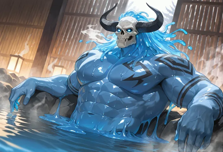 Expressiveh, cold stare, solo male, hungry, score_9, score_8_up, score_7_up, masterpiece, best quality, amazing quality, correct anatomy, high resolution, hyper-detailed, 1male, ((solo)), male, slime short hair, body made of slime, muscular, giant, goliath...
