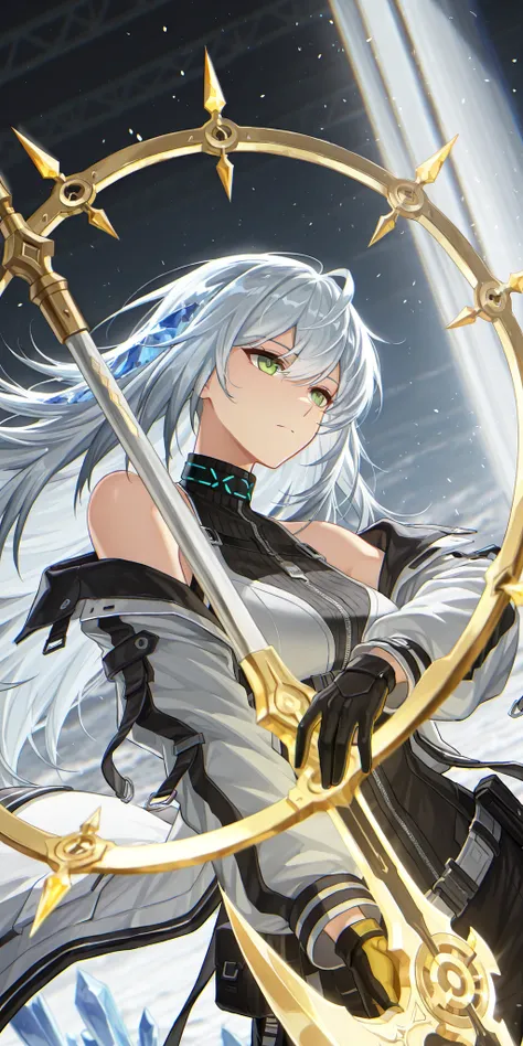 style of [arknights|(748cmstyle:0.88)], god rays, cinematic shot, masterpiece, best quality, amazing quality, very aesthetic, high resolution, ultra-detailed, absurdres, (hands:-0.45), (1girl, mature woman, , female:0.95), solo, alone,(dynamic pose, upper ...