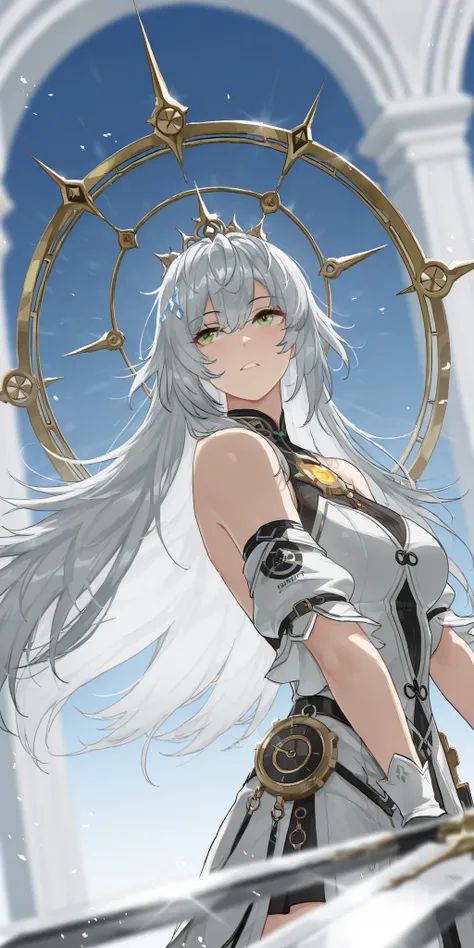 style of [arknights|(748cmstyle:0.88)], god rays, cinematic shot, masterpiece, best quality, amazing quality, very aesthetic, high resolution, ultra-detailed, absurdres, (hands:-0.45), (1girl, mature woman, , female:0.95), solo, alone,(dynamic pose, upper ...