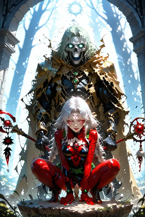 demonic horse woman with green locks and gray hair hair in a black and red bodysuit,seductive girl with tattoos,sex position,косплей anime-девушки,anime-девушка в реальности,detailed ,high definition,photorealistic,perfect lighting,careful drawing,deep det...