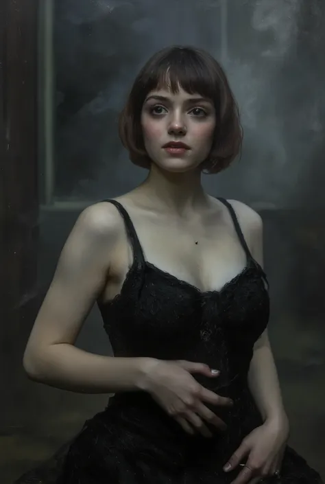 high detailed picture, realistic style, masterpiece, dark room, nightmare, ghostly girl, dark smoky atmosphere, moody lighting, very young girl, small perfect breasts, torpedotits, (thin, slender, narrow shoulders and hips, anorexic girl, slender legs and ...