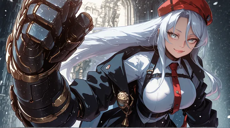 A young female character in her body s, with the same height and body type as Sylpha Langlis from Tensei Shitara Dai Nana Ōji. She has long white hair with a red ribbon on one side of her head, like Sylpha Langlis from Tensei Shitara Dai Nana Ōji, and the ...