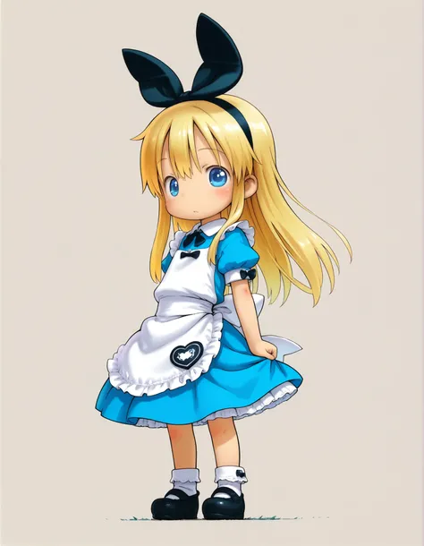tsukushi akihito, (masterpiece, Highest Quality, very aesthetic, ultra detail, 4k、anime style、vivid colors、high contrast),alice(alice in wonderland),blonde hair,blue eyes, toddler,