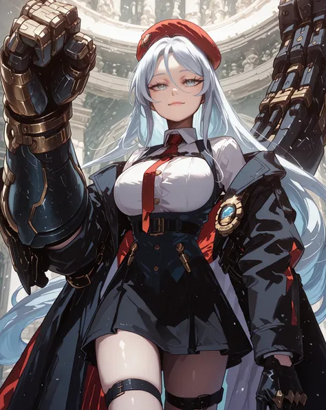 A young female character in her body s, with the same height and body type as Sylpha Langlis from Tensei Shitara Dai Nana Ōji. She has long white hair with a red ribbon on one side of her head, like Sylpha Langlis from Tensei Shitara Dai Nana Ōji, and the ...