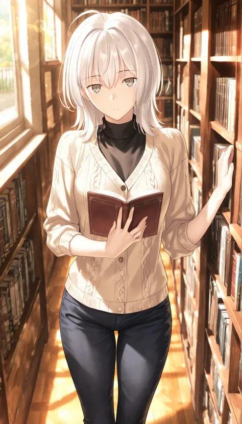 masterpiece, , absurdres, highres, detailed background, high resolution, masterpiece, necessary, detail, best quality, quality, necessary, details, High details, Precise, 8k, indoors,(school, library),day lens flare, blurry background, from above,         ...