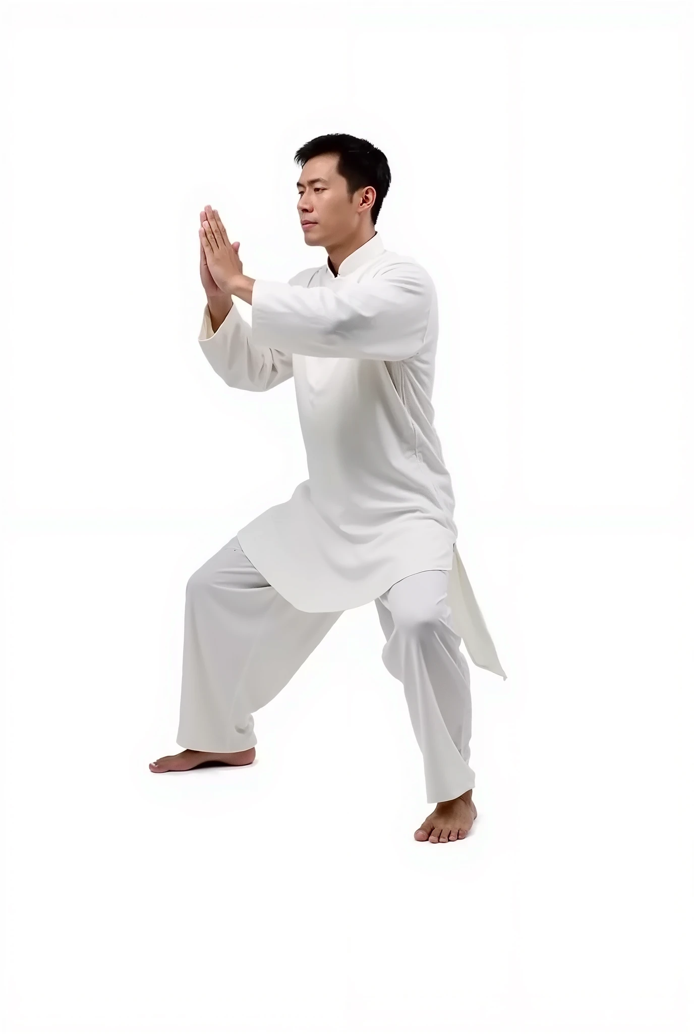 A male taichi master Isolated on white background, png
