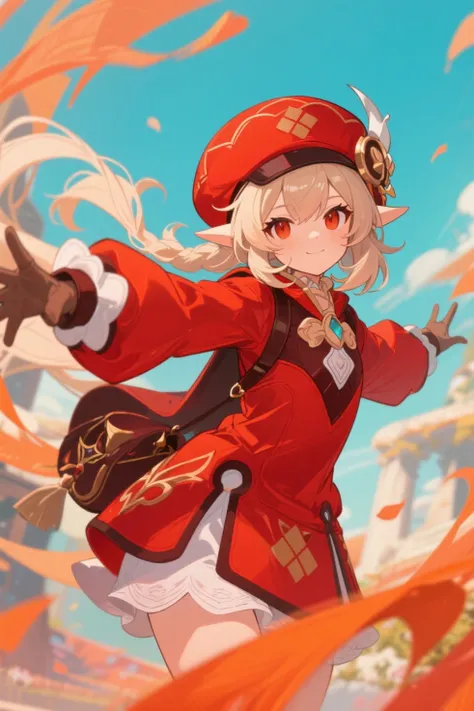 Genshin, Klee, red clothes, big red beret