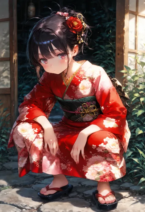 slav_squatting, squatting, kimono